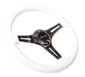 NRG Classic Wood Grain Steering Wheel 350mm Black 3-Spokes White Paint Grip