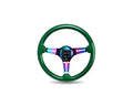 NRG Green Pearl Flake Paint 3 Neochrome Spokes 350mm Classic Wood Grain Wheel Universal