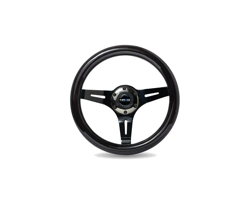 NRG Black Inlay 3 Black Chrome Spokes 310mm Classic Black Wood Grain Wheel Universal