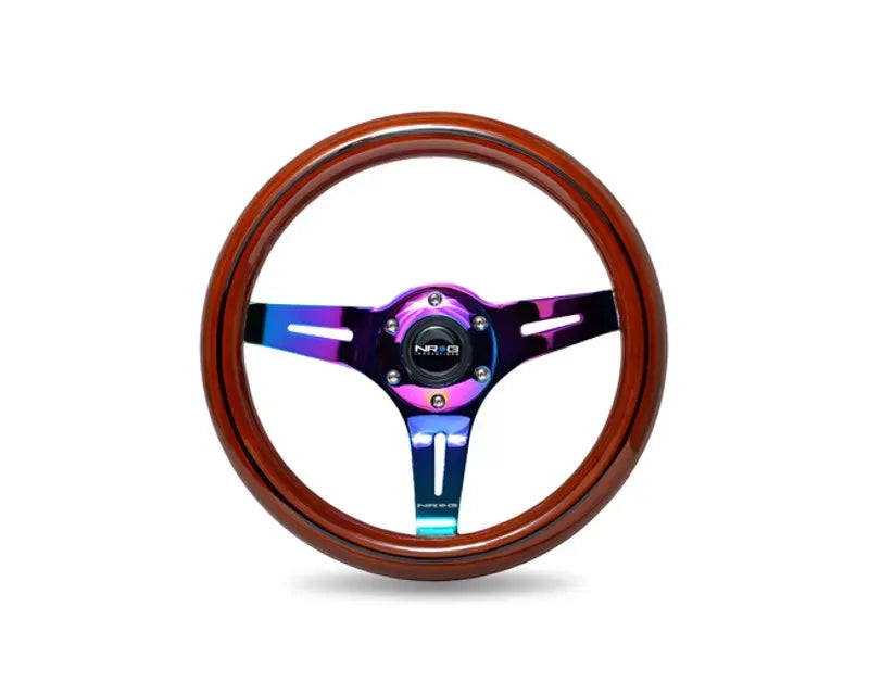 NRG Black Inlay 3 Neochrome Spokes 310mm Classic Dark Wood Grain Wheel Universal