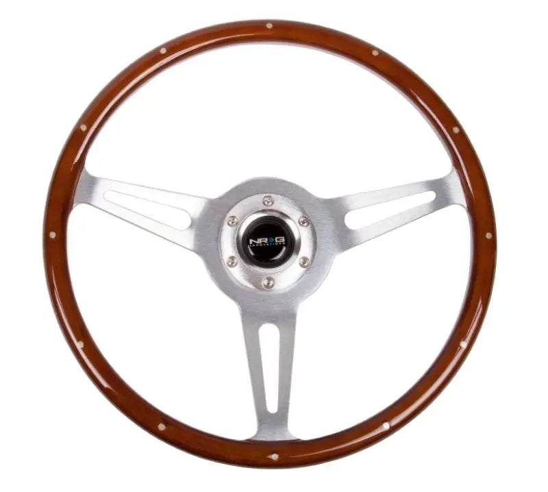 NRG Classic Wood Grain Steering Wheel 365mm Brush aluminum 3-Spokes Wood Grip