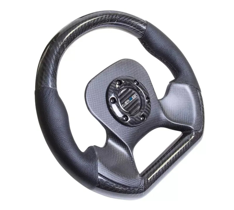 NRG Carbon Fiber Steering Wheel with Leather Accent 320mm 2-Tone Carbon