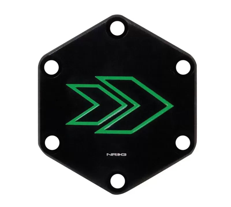 NRG Hexagonal Horn Delete Button Steering Wheel Cap Arrow Logo engraved Green