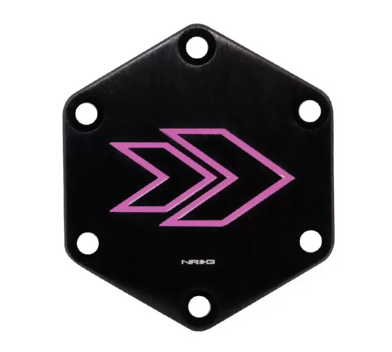 NRG Hexagonal Horn Delete Button Steering Wheel Cap Arrow Logo engraved Purple