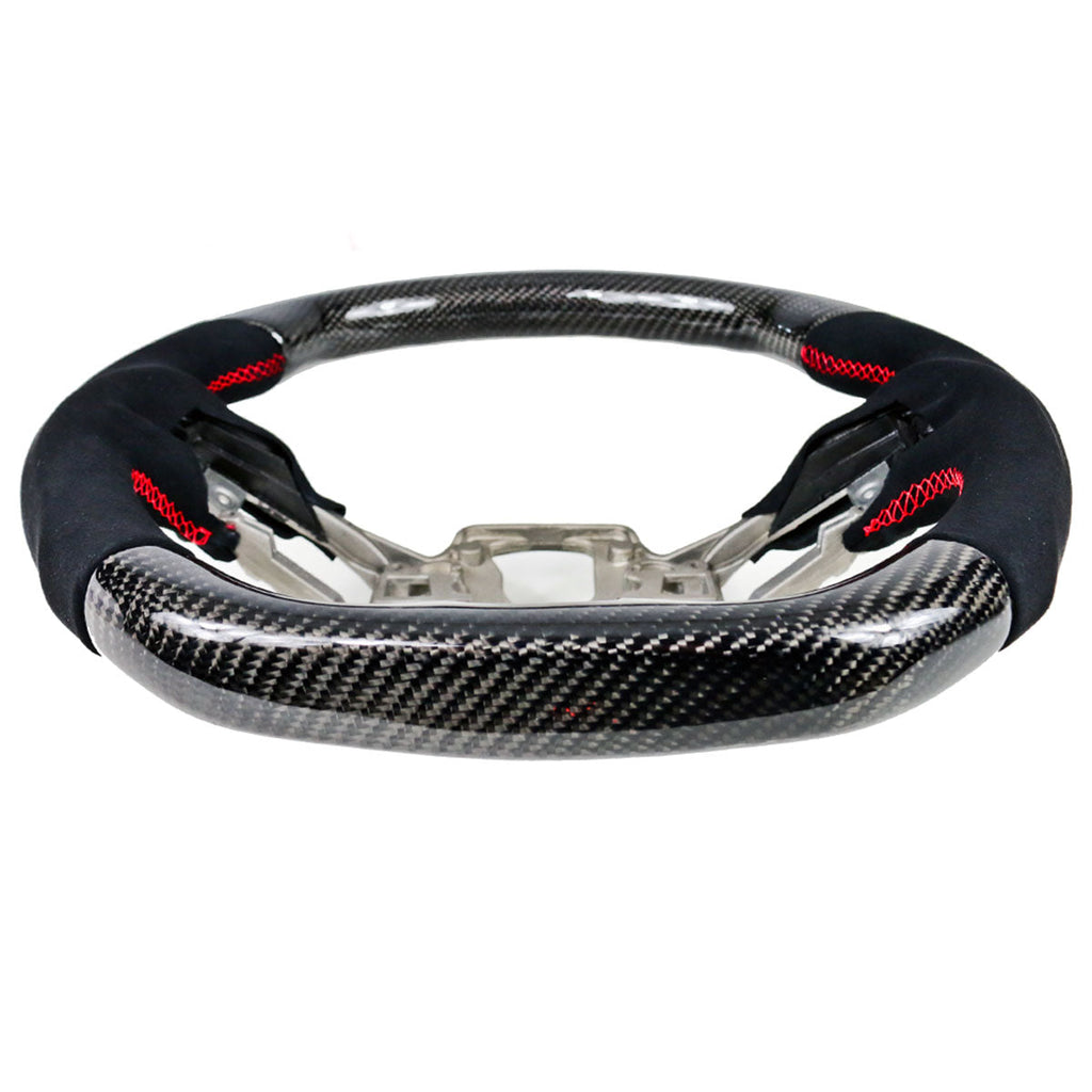 2018-2023 Ford Mustang V1 Steering Wheel w/ Red Stitching Carbon Fiber