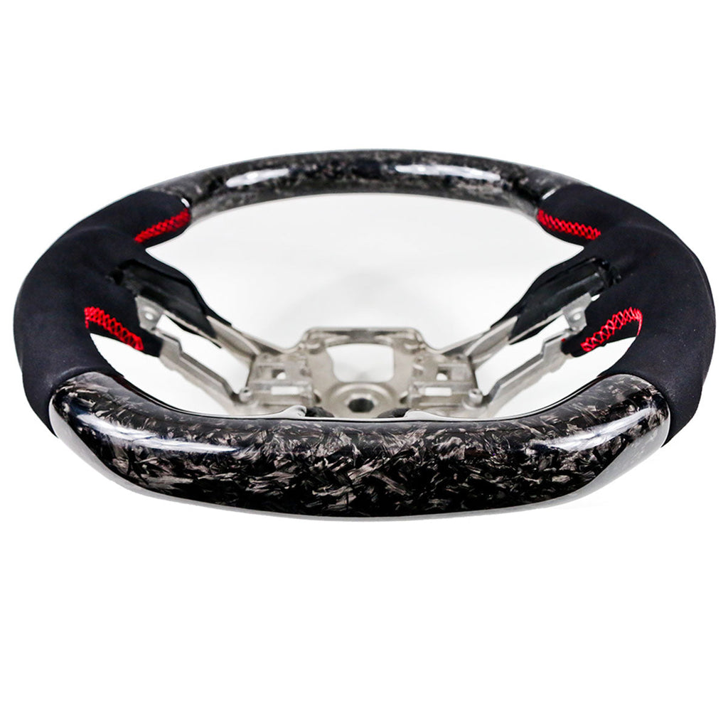 2018-2023 Ford Mustang V1 Steering Wheel w/ Red Stitching Carbon Fiber