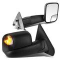02-09 Dodge Ram Towing Mirrors Pair Powered Heated Smoke Signal Black