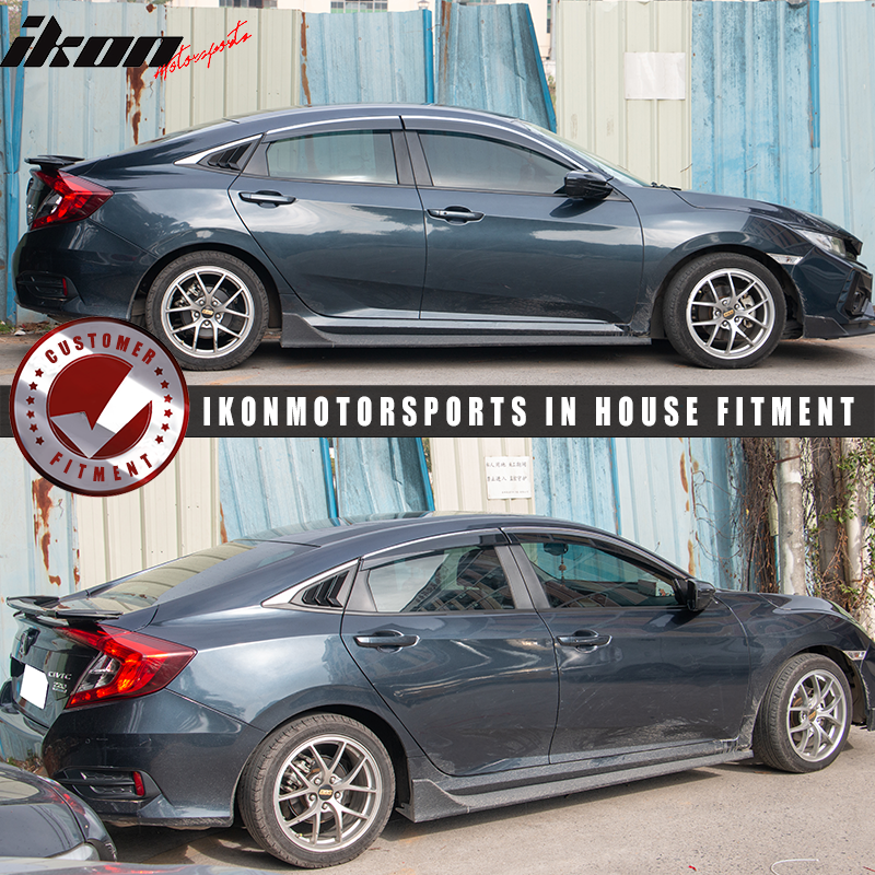 2016-2021 Honda Civic X 10th Gen OE Roof Spoiler + Window Visors ABS