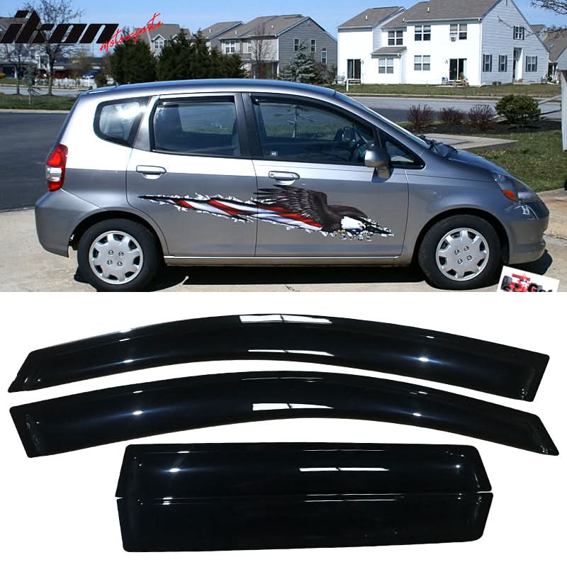 2007-2008 Honda Fit GE Slim Style Smoke Visor Windows Guards Acrylic