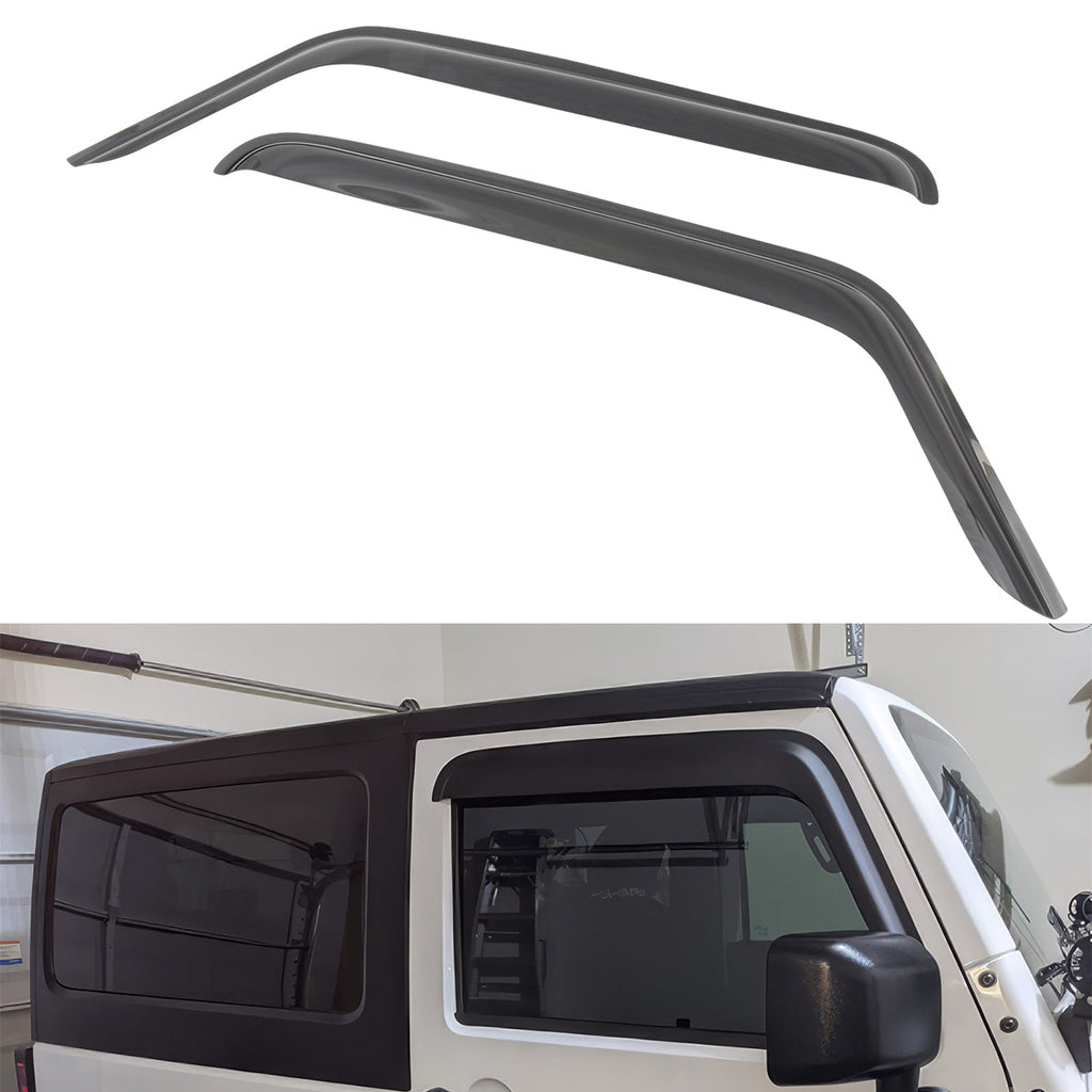 2007-2018 Jeep Wrangler Slim Style Smoke Tinted Visor Windows Acrylic