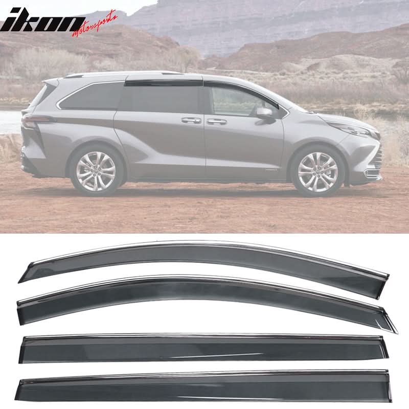 2021-2025 Toyota Sienna PC Injection Window Visor Chrome Trim 4PCS