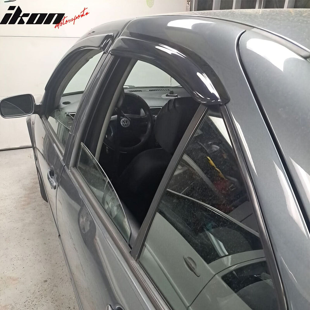 1999-2005 Volkswagen Jetta Smoke Tape On 4PCS Window Visors Acrylic