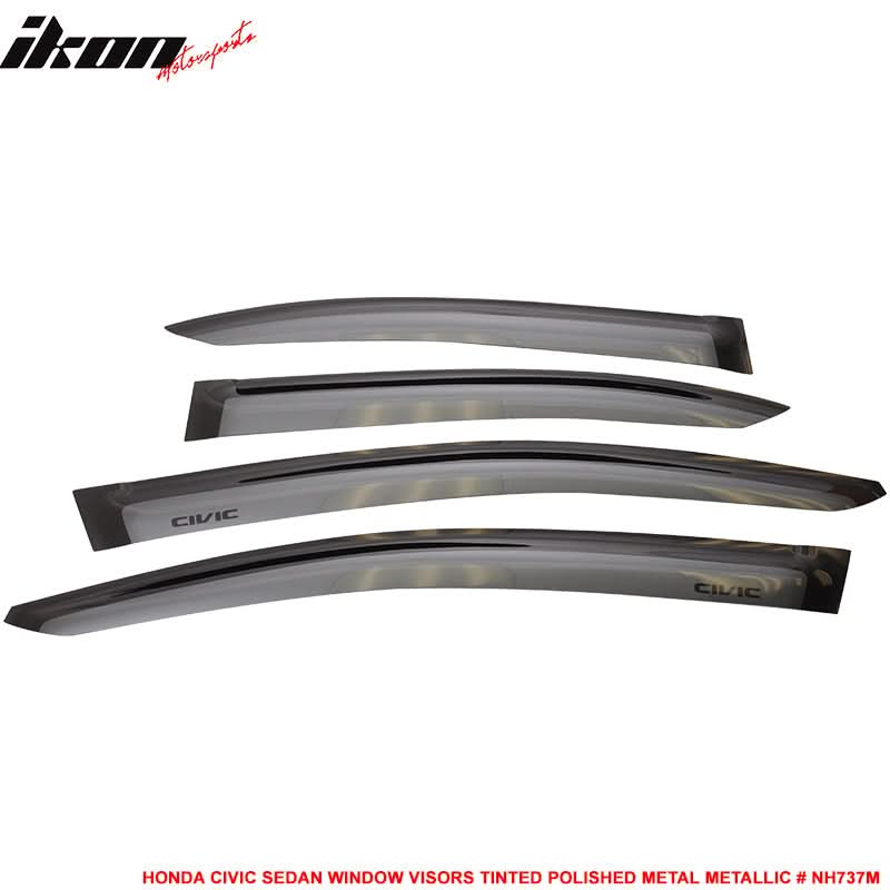 2012-2015 Honda Civic 4 Door Sedan Tape on Window Visors Shade Acrylic