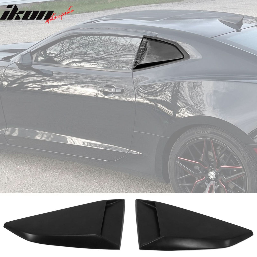 2016-2024 Chevy Camaro Unpainted Black Quarter Window Louvers Cover PU