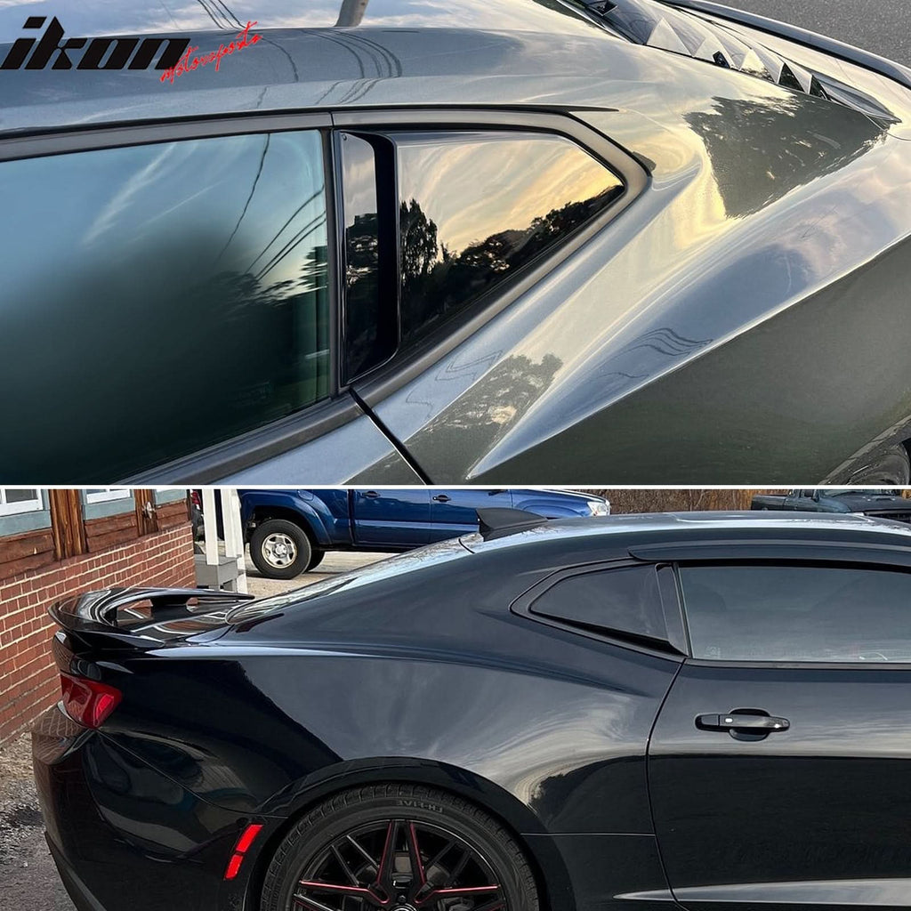 2016-2024 Chevy Camaro Unpainted Black Quarter Window Louvers Cover PU