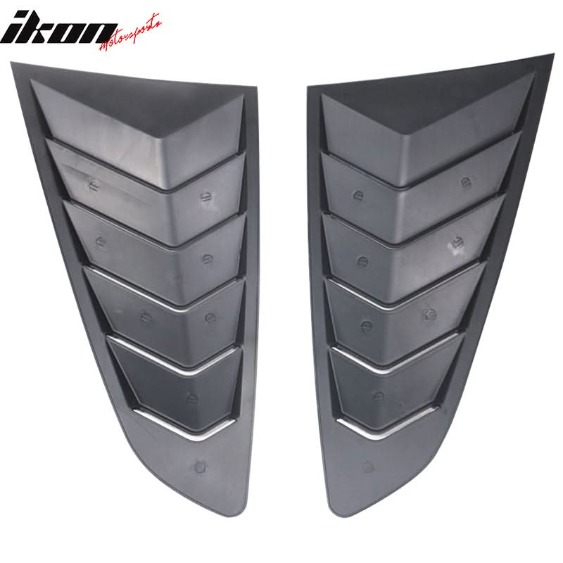 2015-2023 Ford Mustang IKON Unpainted Black Side Window Louvers ABS
