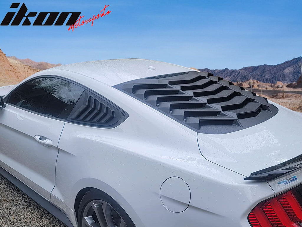 2015-2023 Ford Mustang IKON Unpainted Black Side Window Louvers ABS