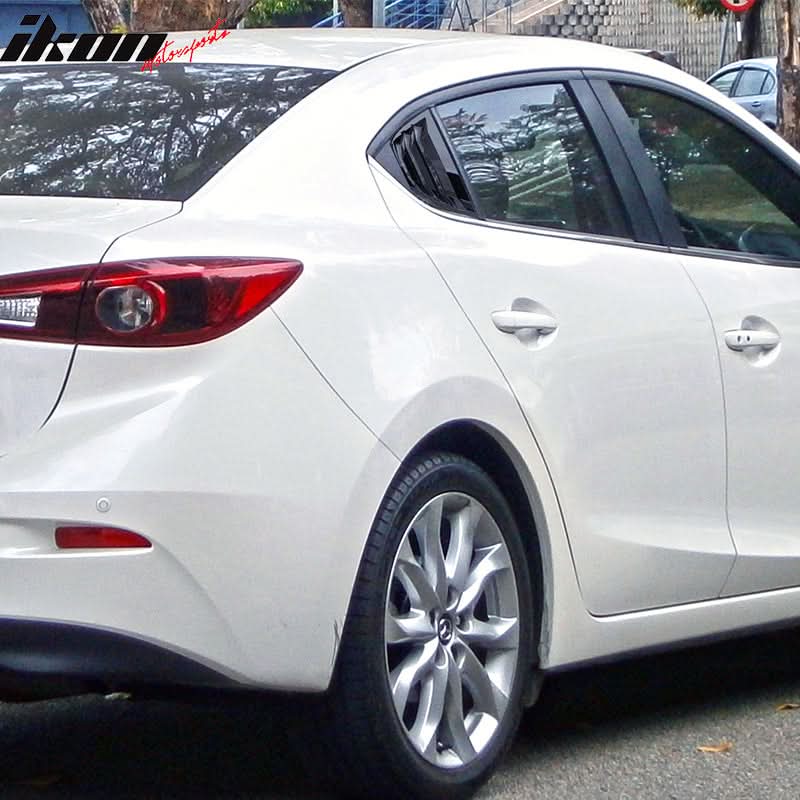 2014-2018Â Mazda 3 Gloss Black Rear Window Louvers Quarter Scoop ABS
