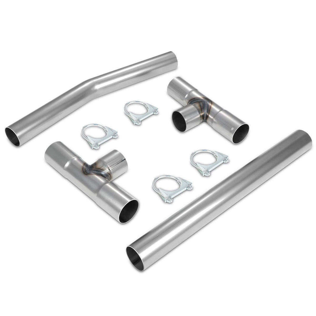 Universal Dual H-Pipe Exhaust Kit 2.5"-2.65" OD Mild Steel