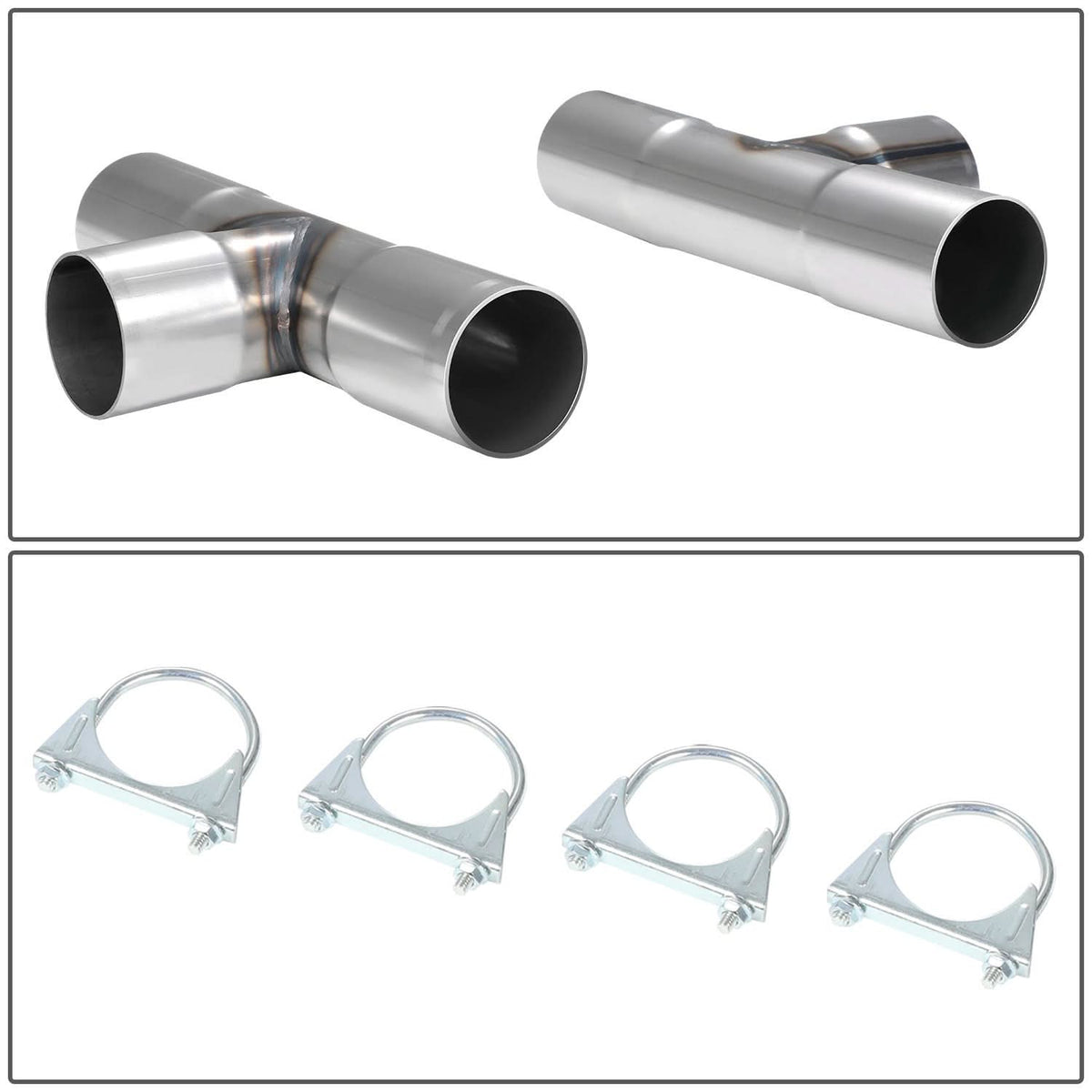 Universal Dual Exhaust Kit 16pc 3-3.15" OD Mild Steel Pipes