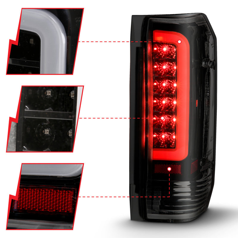 ANZO 1987-1996 Ford F-150 LED Taillights Black Housing Smoke Lens (Pair) 311351