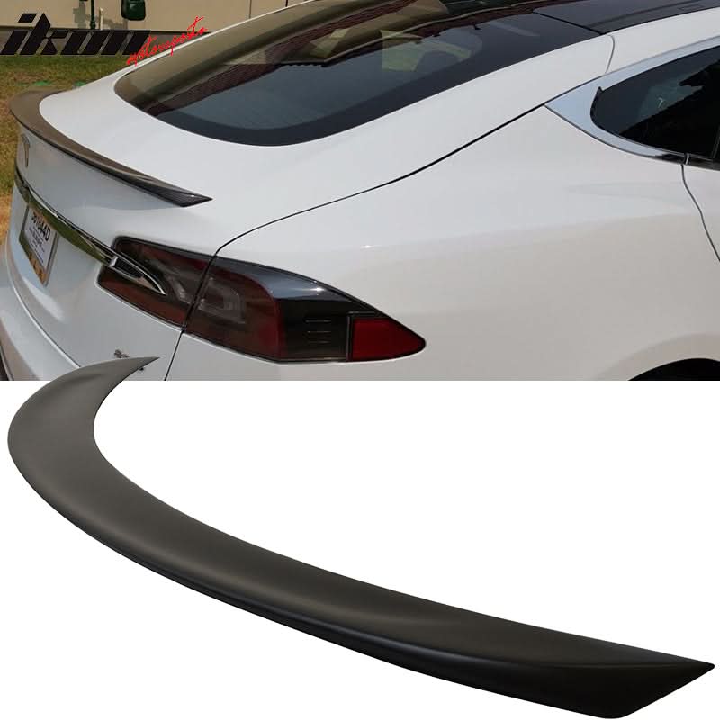 2012-2025 Tesla S Sedan 4-Door Unpainted Black Rear Spoiler Wing ABS