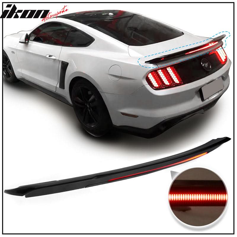 2015-2023 Ford Mustang Coupe Convertible Long LED Trunk Spoiler ABS