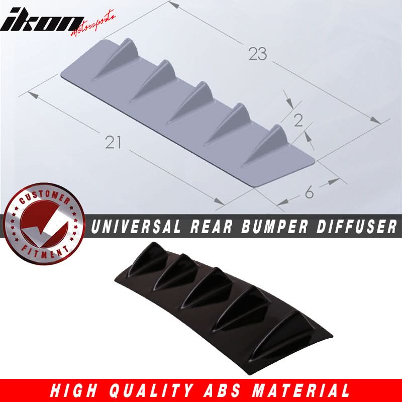 23" x 6" Universal Rear Bumper Diffuser Lip 5 Shark Fins Under