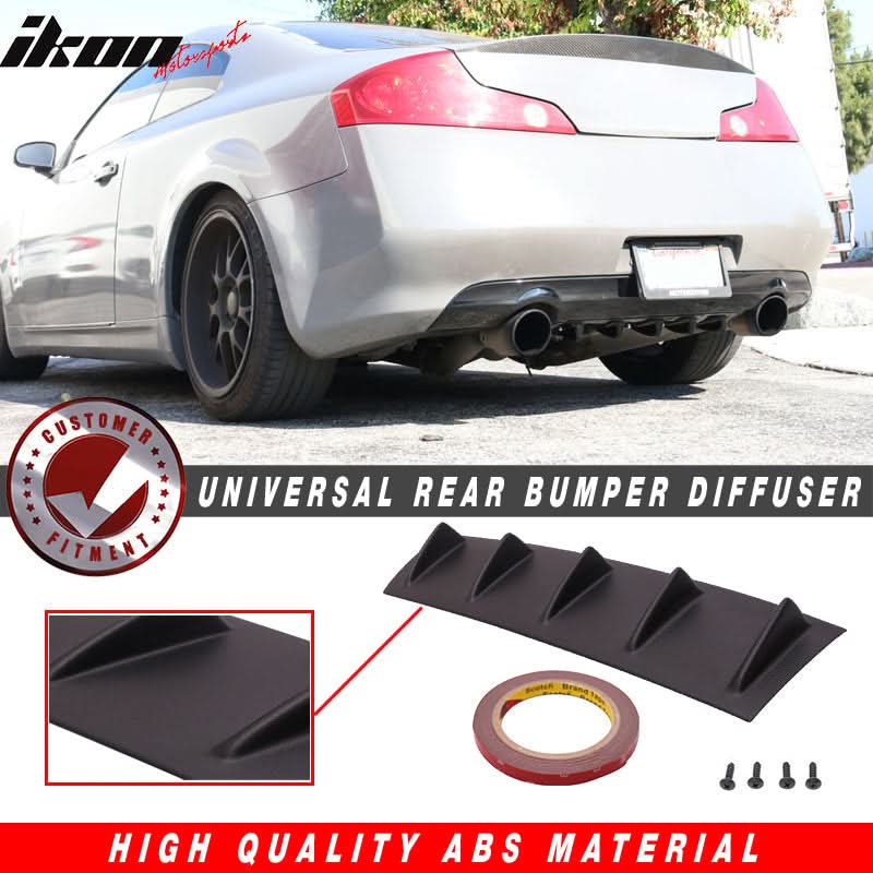 23" x 6" Universal Rear Bumper Diffuser Lip 5 Shark Fins Under
