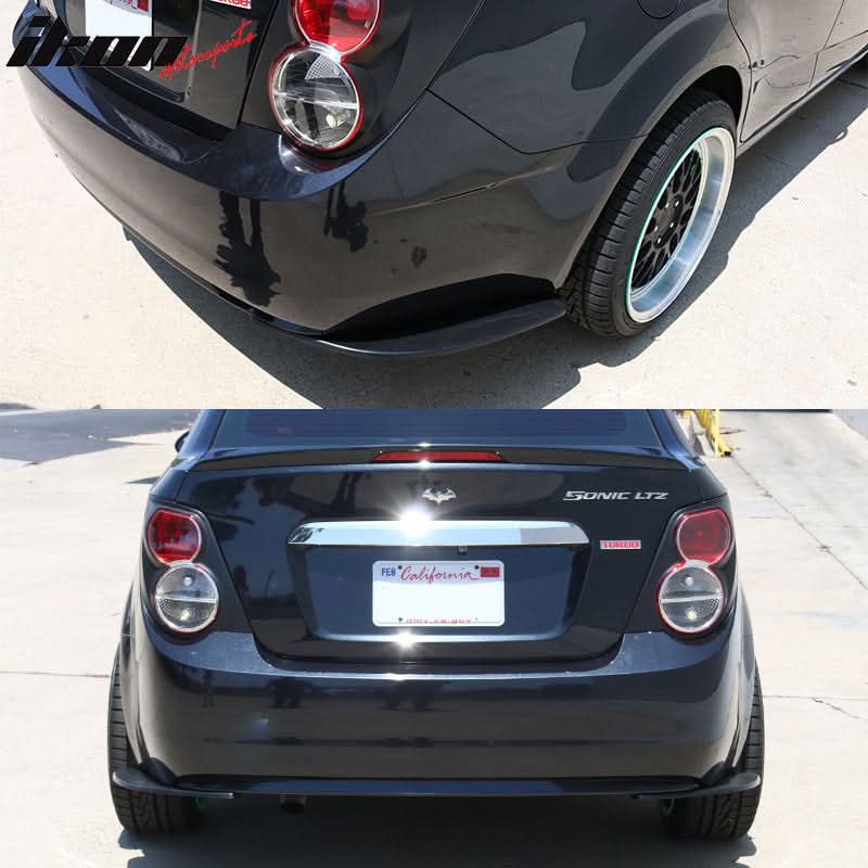 2012-2014 Chevrolet Sonic 4Dr Sedan 2 Piece Rear Bumper Lip Splitter