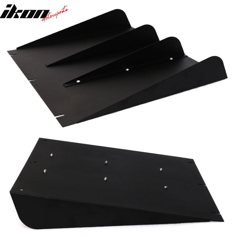 Universal 22" x 21" Texture Rear Bumper Canards 4 Shark Fins Aluminum