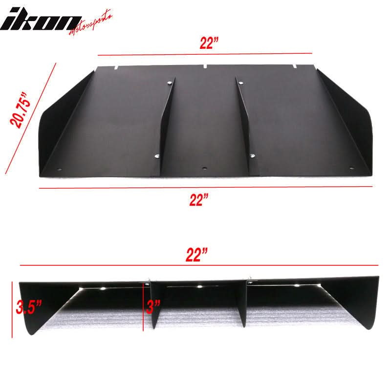 Universal 22" x 21" Texture Rear Bumper Canards 4 Shark Fins Aluminum