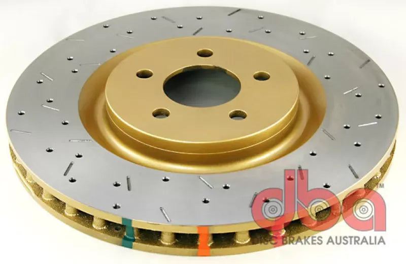 DBA Front Single 4000 Series XS Premium Cross-Drilled & Slotted Ford Mustang GT V8 Shelby 05-10