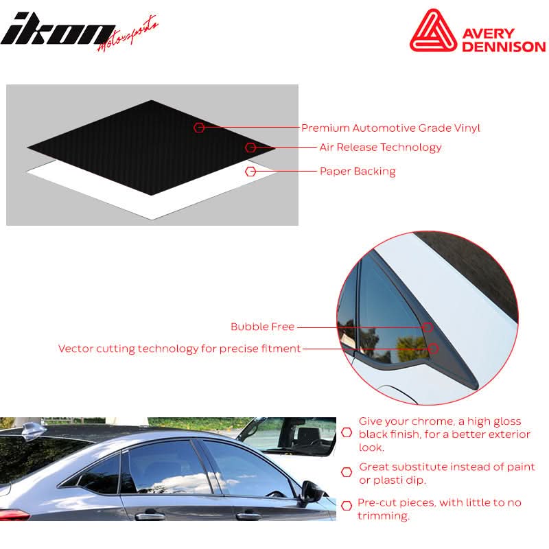 2013-2017 Honda Accord Matte Black Window Trim Chrome Delete Vinyl Kit