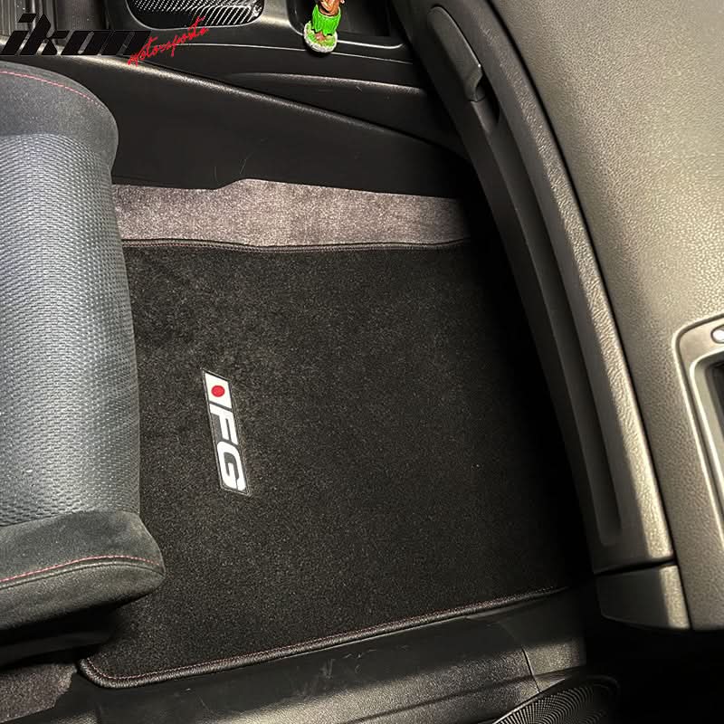 Car Floor Mat for 2006-2011 Honda Civic Black Red Stitch 3PC Nylon