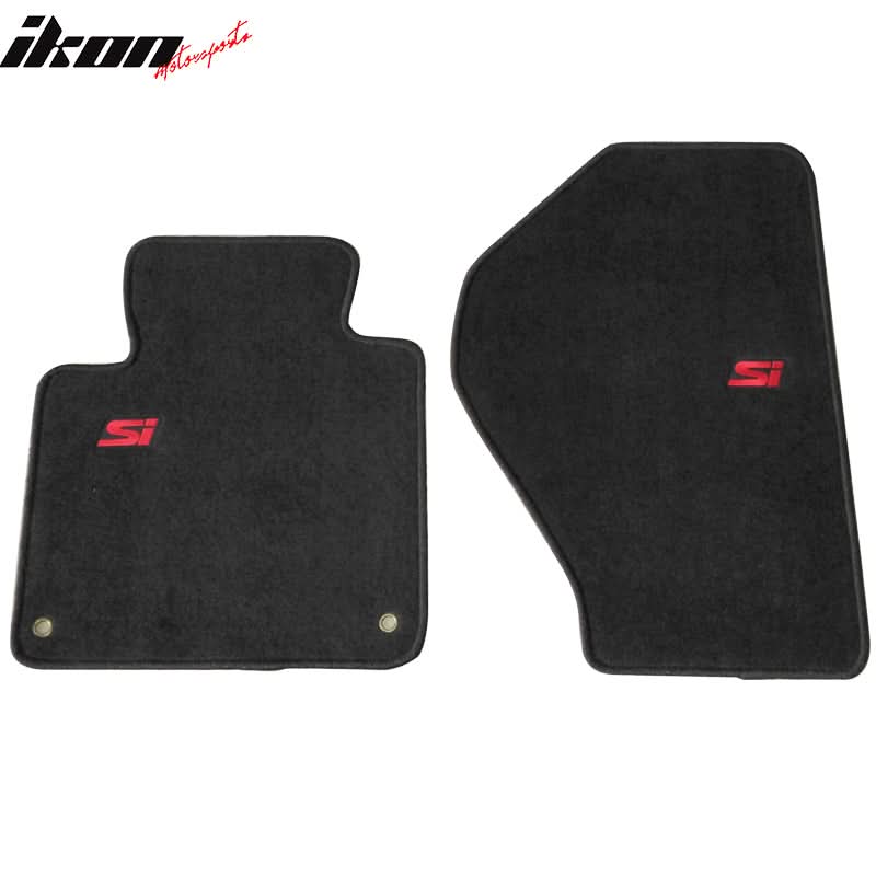 Car Floor Mat for 2000-2009 Honda S2000 Black Red Si Logo 2PC Nylon