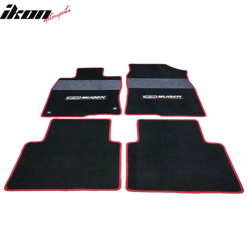 Car Floor Mat for 2016-2021 Honda Civic Black Gray Stripe 4PC Nylon
