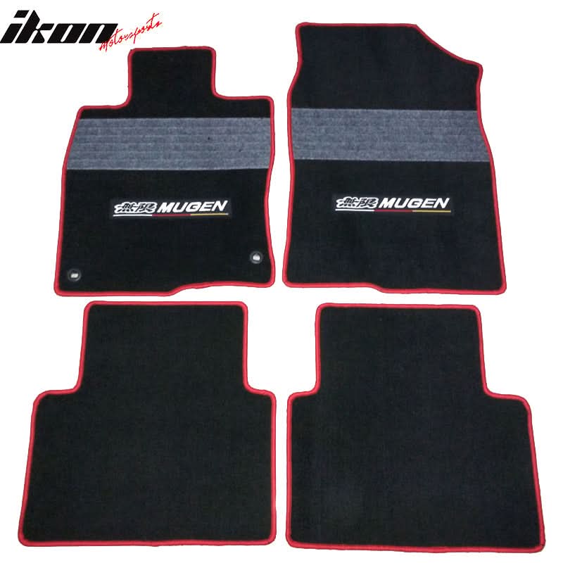 Car Floor Mat for 2016-2021 Honda Civic Black Gray Stripe 4PC Nylon