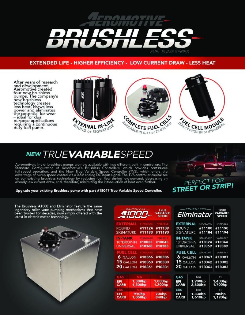Aeromotive Variable Speed Controlled Fuel Pump - In-Tank - Universal - Brushless A1000 18388