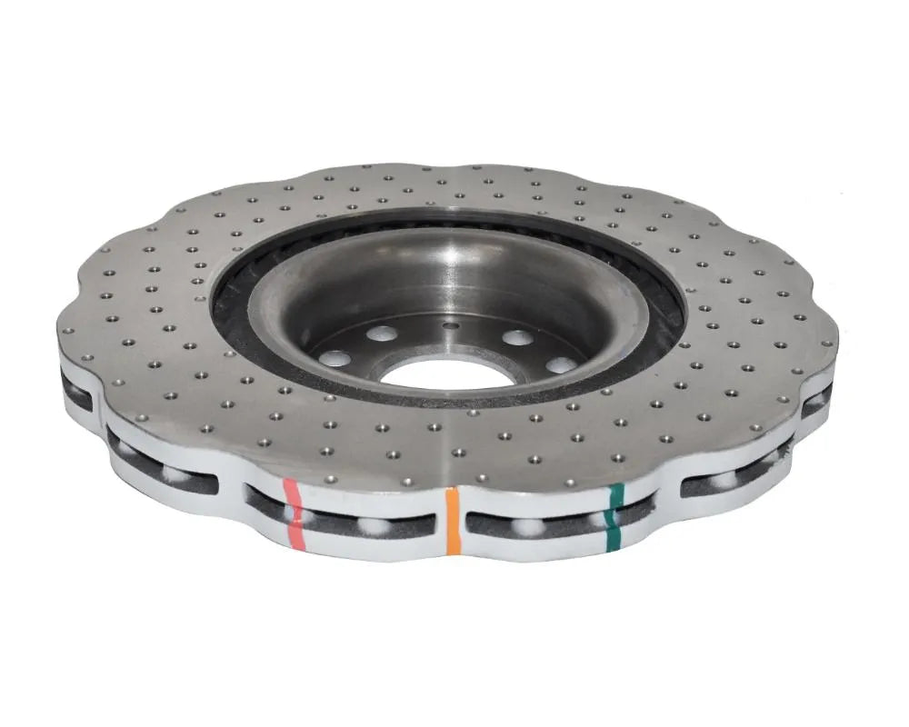 DBA 4000 Series Cross Drilled Rotor w/ Silver Hat - Front Volkswagen Golf R 2012-2013