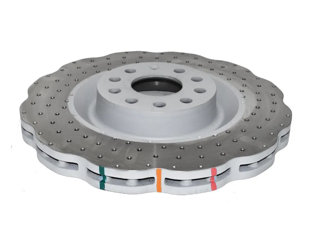 DBA 4000 Series Cross Drilled Rotor w/ Silver Hat - Front Volkswagen Golf R 2012-2013