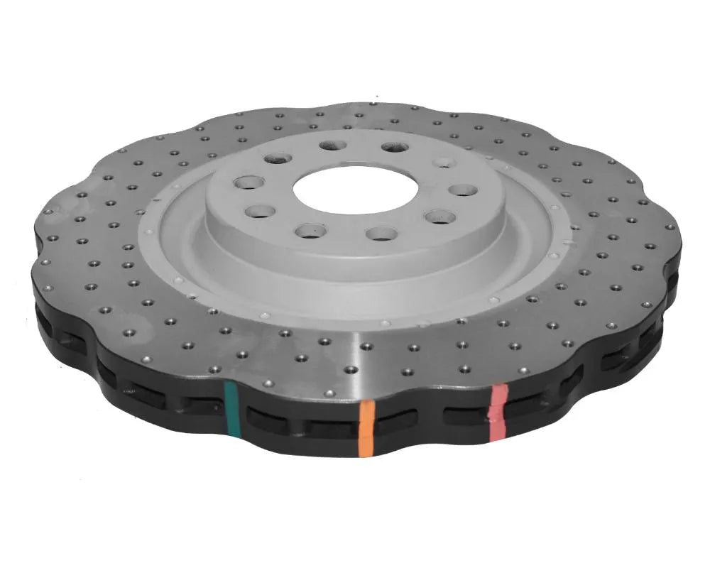 DBA 4000 Series Cross Drilled Rotor w/ Silver Hat - Front Volkswagen Golf R 2015-2020