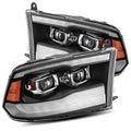 AlphaRex 09-18 Dodge Ram 1500HD LUXX LED Proj Headlights Plnk Style Blk w/Activ Light/Seq Signal/DRL 880539 *Discontinued