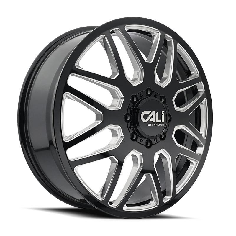 Cali Off-Road 9115D Invader Dually 24x8.25 / 8x165.1 BP / -232mm OS / 121.3mm Hub Gls Blk Mill Wheel 9115D-24881BMR232