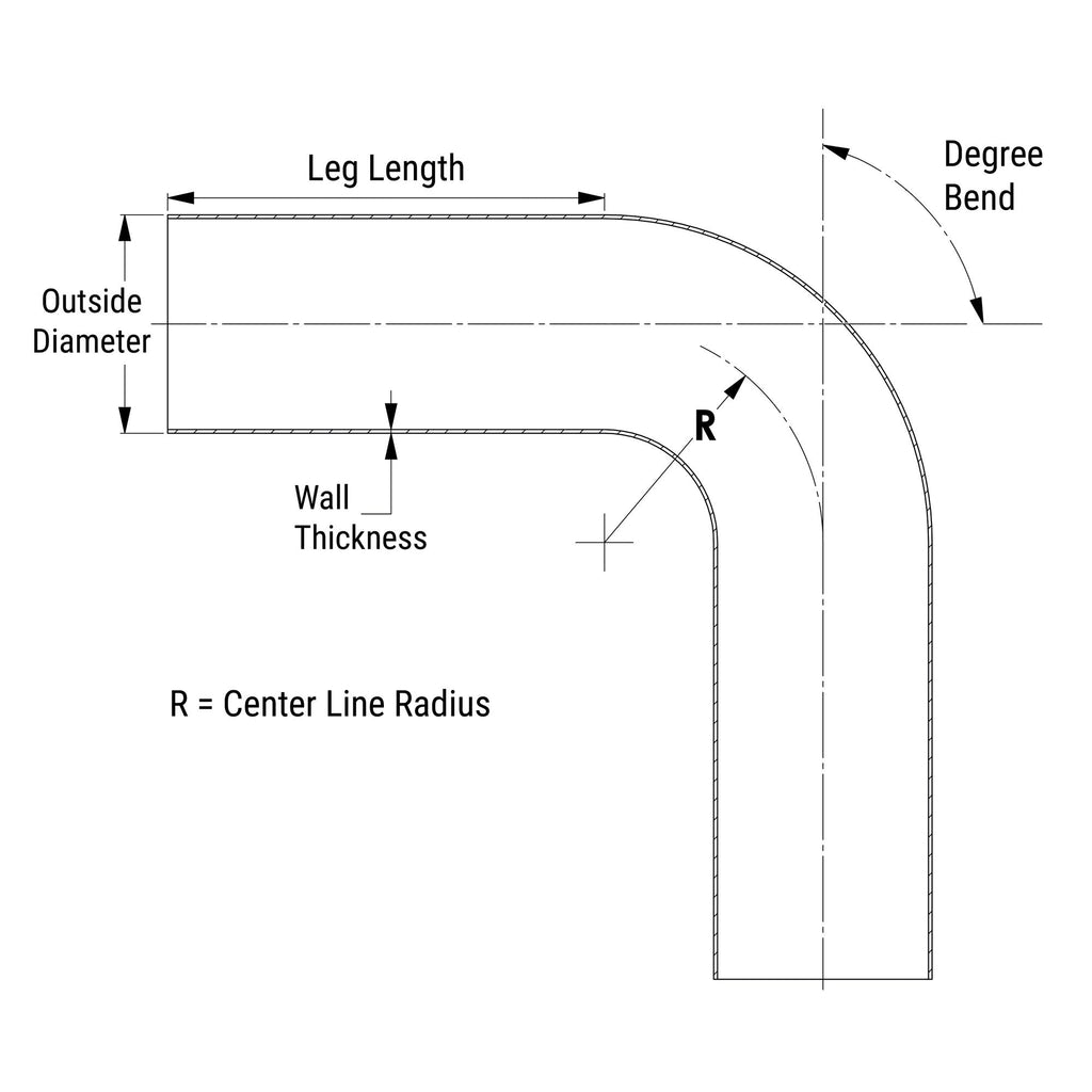 HPS Performance Products HPS 3-1/4" OD 70 Degree Bend 6061 Aluminum Elbow Pipe Tubing 16 Gauge w/ 3 1/2" CLR