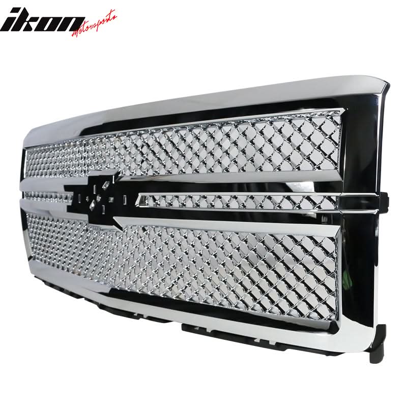 2014-2015 Chevy Silverado 1500 B Style Silver Front Bumper Grille ABS