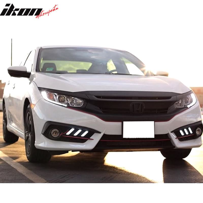 2016-2018Â Honda Civic LED Amber & White Fog light Bezels Cover 2DR 4DR