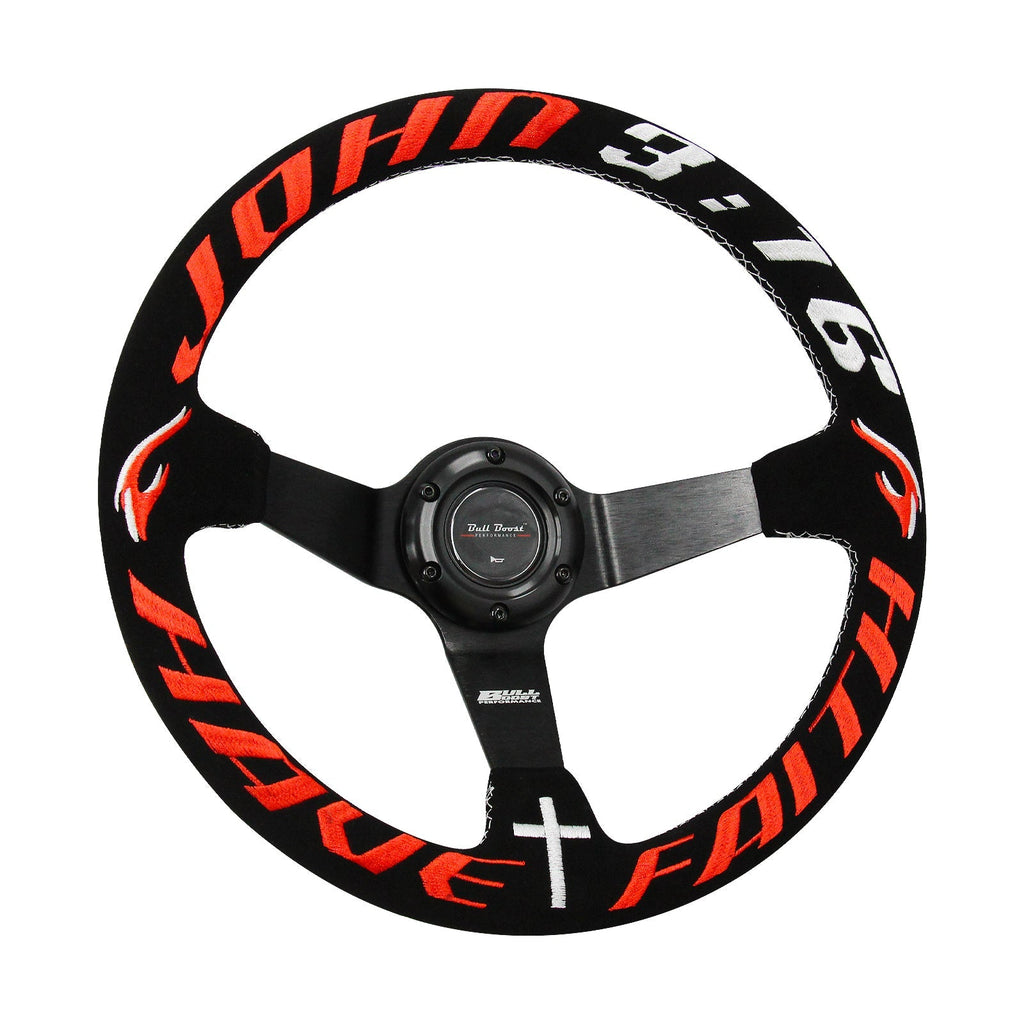 Have Faith Infiniti G35 G37 Suede 3"Deep Dish Steering Wheel + Quick Release Short Hub Adapter