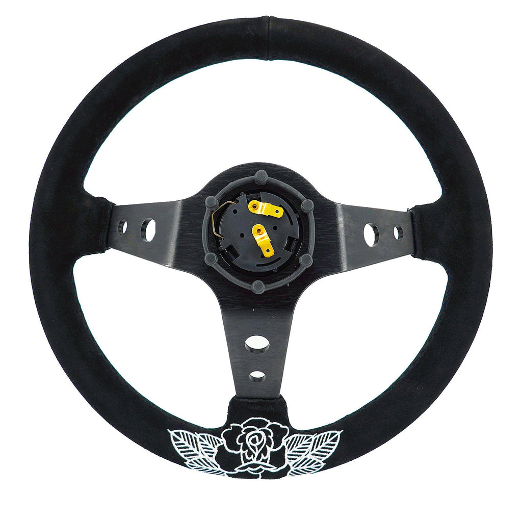 BW Rose 350mm Racing Steering Wheel + Hub Adapter Boss Kit for Civic, Del Sol, Integra
