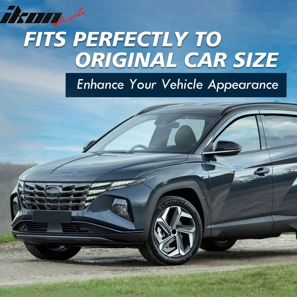 2010-2015 Hyundai Tucson Window Visor ABS Chrome Sun Rain Guard 4PC